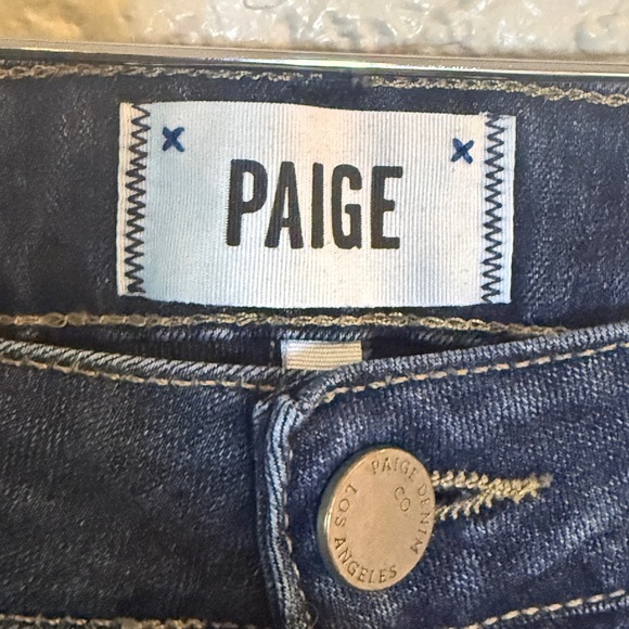 PAIGE Verdugo Ankle Dark Wash Skinny Jeans| Stretch Mid Rise - Picture 3 of 10